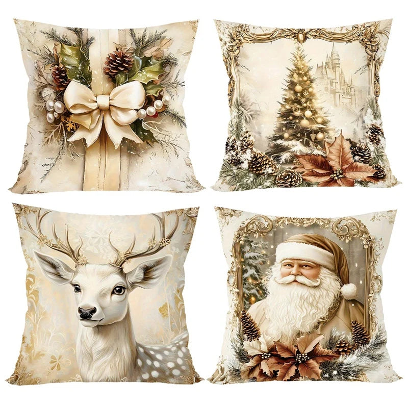 Weihnachtliche Kissenbezüge – 4er-Set, 45 × 45 cm